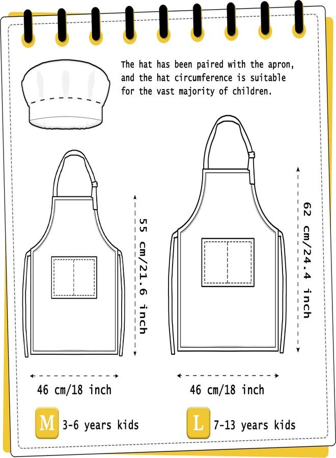 TOPWAYS Kids Apron and Chef Hat Set, Adjustable Check Child Chef Aprons with Pockets for Kids Painting Baking Cooking (Green, L) - Image 3
